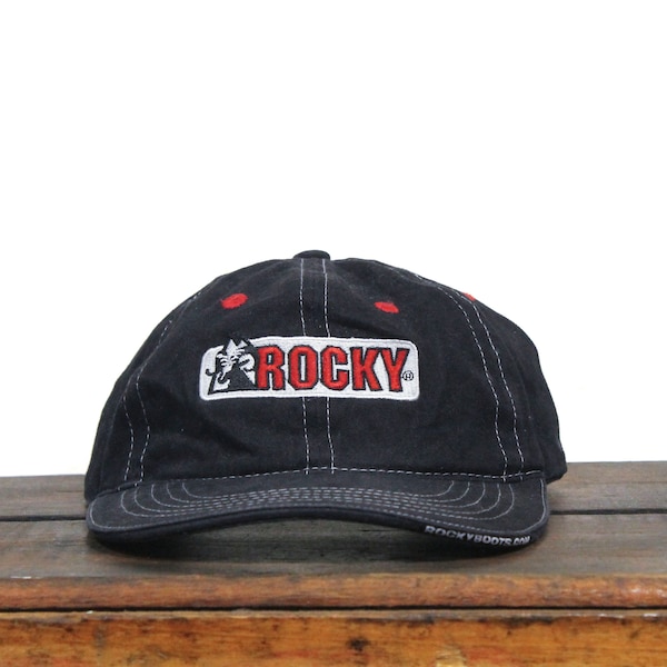 Vintage 90s Rocky Boots Mountain Bighorn Sheep Shoes Work Smart Footwear Unstructured Strapback Hat Baseball Cap