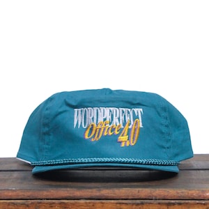 Cappellino da baseball con visiera snapback, vintage anni '90, Word Perfect Office 4.0, elaboratore di testi, software per documenti, computer, Internet, Windows 95
