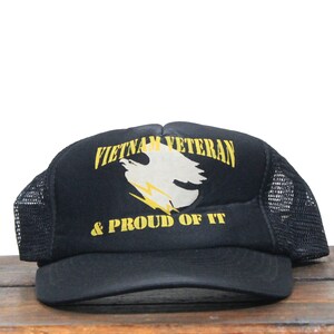 Vintage Vietnam Veteran & Proud Of It War Soldier Military Eagle America Army Infantry Trucker Hat Snapback Baseball Cap