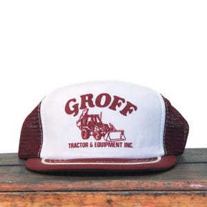 Vintage Groff Tractor & Equipment Case Farm Implements International Harvester Backhoe Pennsylvania Trucker Hat Snapback Baseball Cap