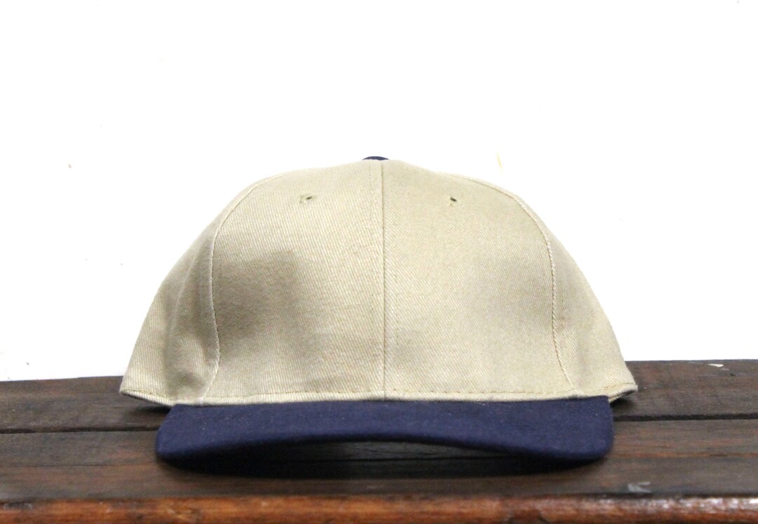 Vintage 90s Blank Tan Khaki Beige Navy Blue Brim Strapback Hat - Etsy