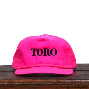 Vintage Trucker Hat Snapback Baseball Cap Neon Hot Pink Toro Wheel