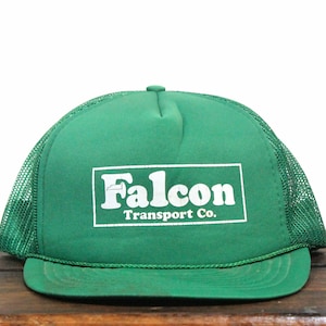 Vintage Distressed Trucker Hat Snapback Baseball Cap Falcon Transport Co Trucking Hauling 18 Wheeler Semi Truck Cab