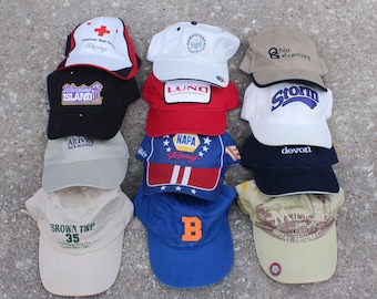 Vintage 90s Y2K Hat Variety Pack 12 Random Strapback Baseball Caps Lot Bulk