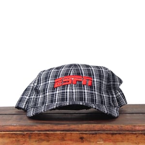 Vintage 90s ESPN Plaid Strapback Hat: Sports TV Network Cap