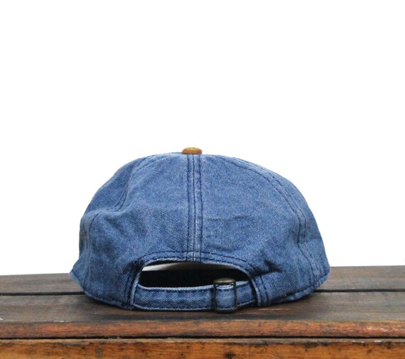 Vintage 90s Washed Out Denim Unstructured Strapback Hat Baseball