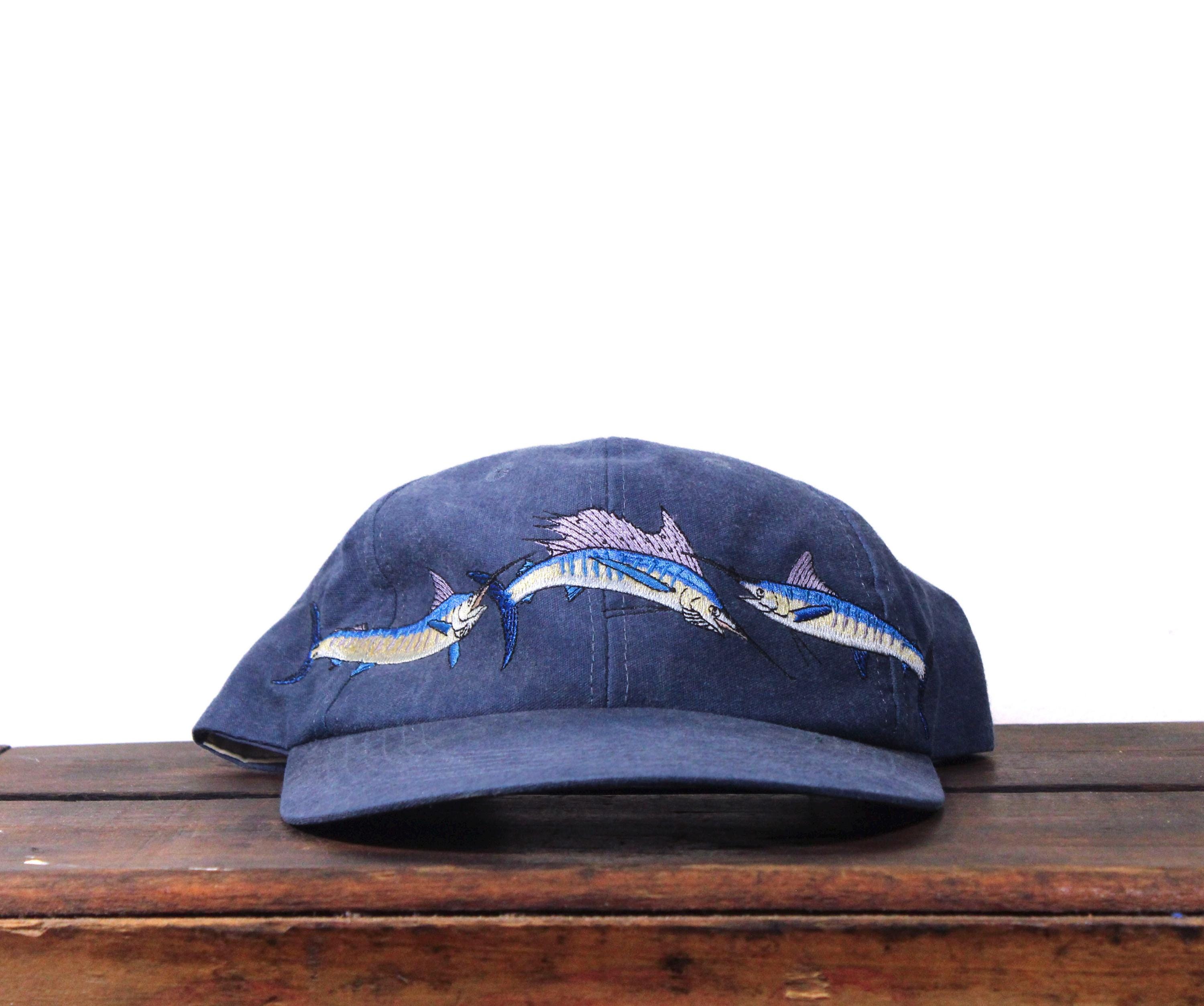 Vintage 90s Washed Out Long Bill Brim Guy Harvey Fish Fishing