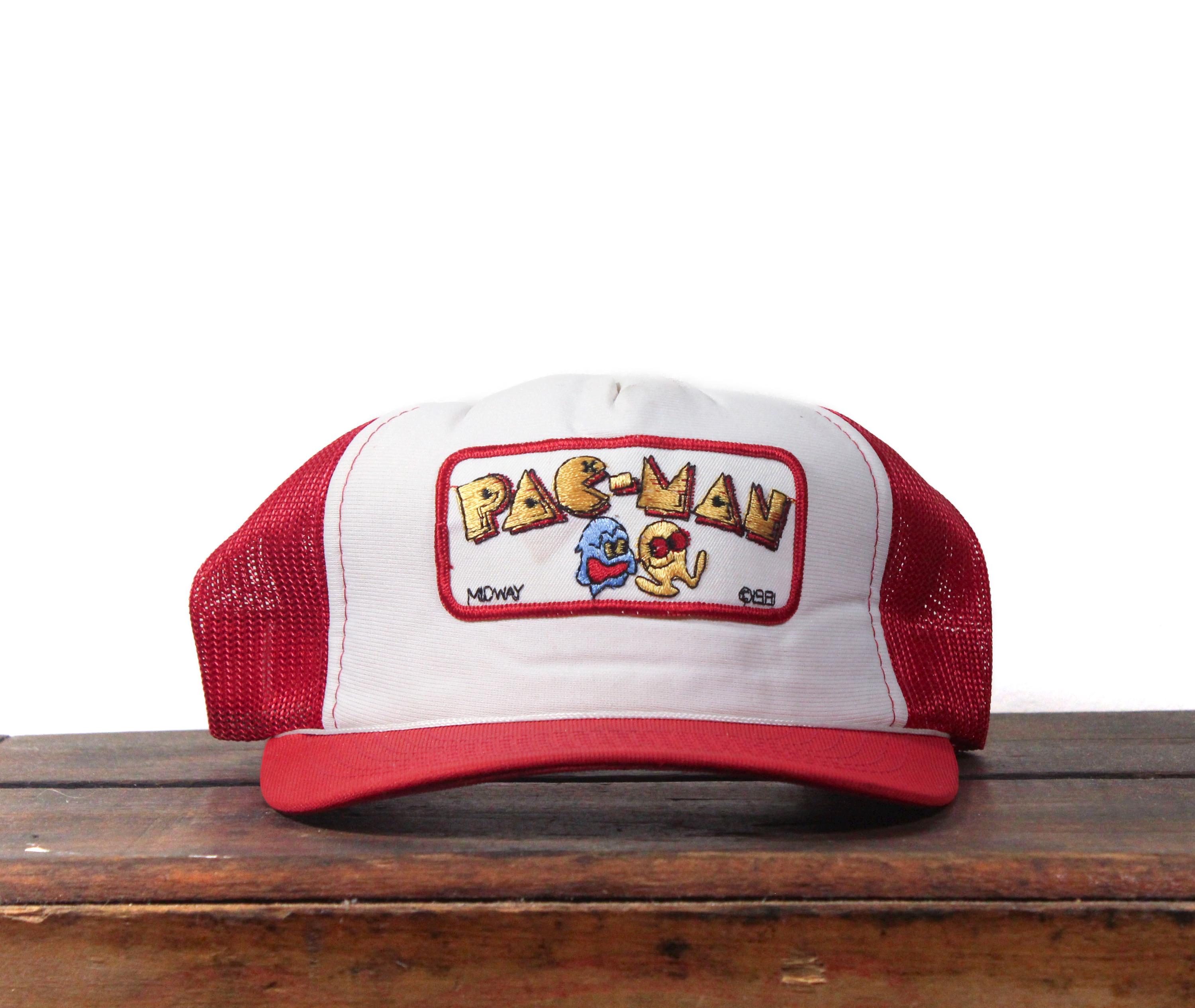 Chapeau Vintage Atari Pac-Man 1982 – Style Camionneur, Taille Unique Jaune