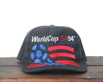 Vintage 90's 1994 World Cup Adidas Trefoil Soccer Football Snapback Hat Baseball Cap