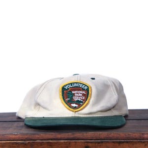 Vintage Distressed 90s Strapback Baseball Cap National Park Service Volunteer US Ranger Uniform NPS Logo Patch
