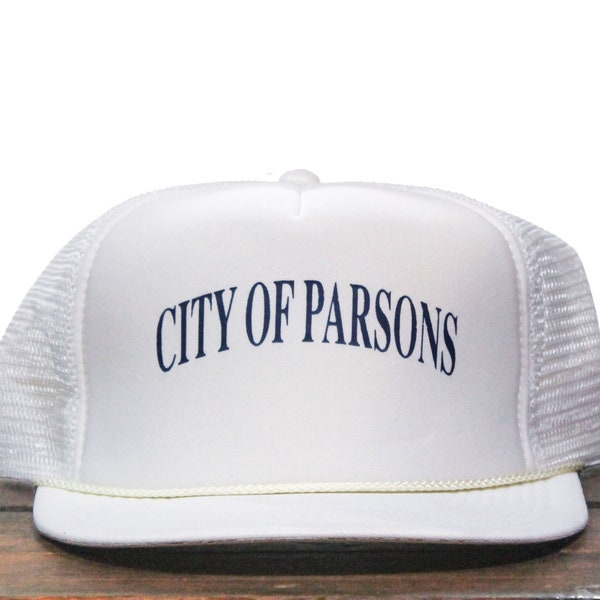 Vintage Trucker Hat Snapback Baseball Cap City Of Parsons Town City State Minimal