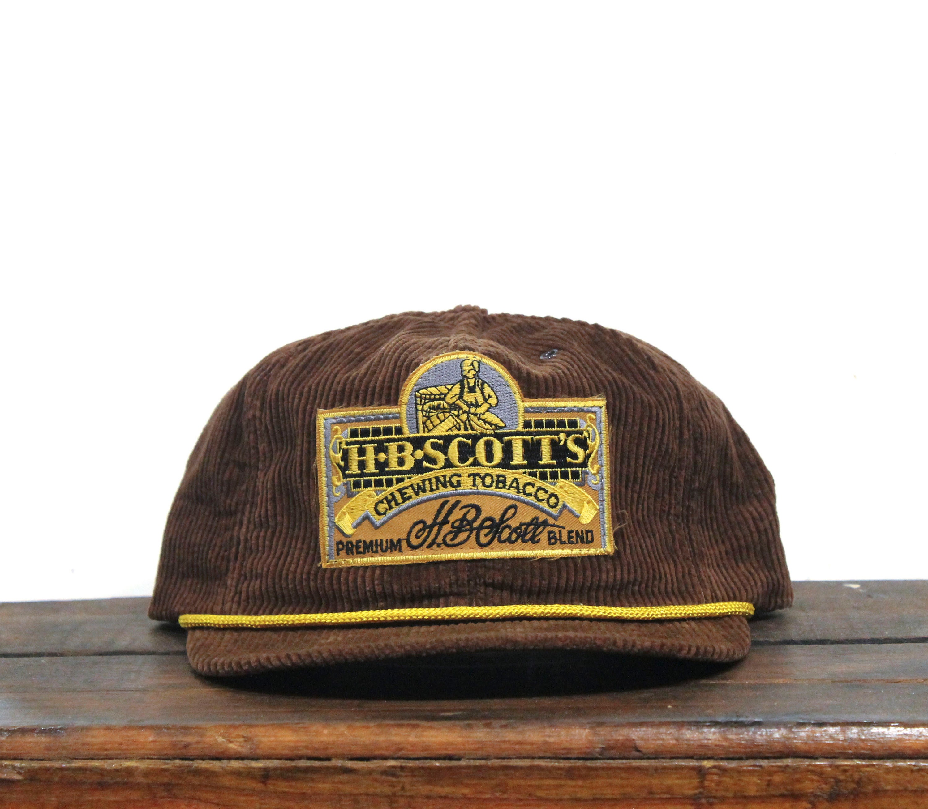 Vintage Corduroy HB Scott's Chewing Tobacco Premium Blend Snuff Trucker Hat  Snapback Baseball Cap Patch Made in USA
