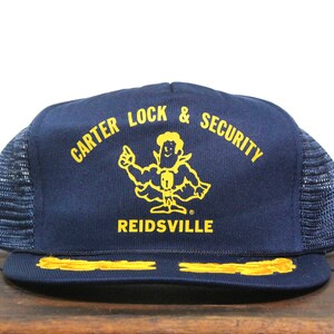 Vintage Snapback Trucker Hat Baseball Cap Carter Lock & Security Locksmith Keys Locks Safety Reidsville NC North Carolina