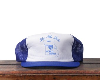 Vintage Kansas City Royals 1985 World Series Interstate 70 Series Show Me State Missouri St Louis MLB Trucker Hat Snapback Baseball Cap