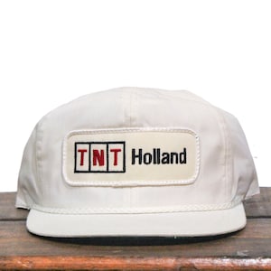 Vintage Trucker Hat Strapback Baseball Cap USF TNT Holland Freight Trucking Shipping Hauling Moving Patch USA Made