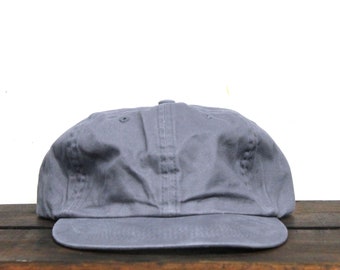 Vintage 90s Blank Pale Light Gray Unstructured Strapback Hat Baseball Cap