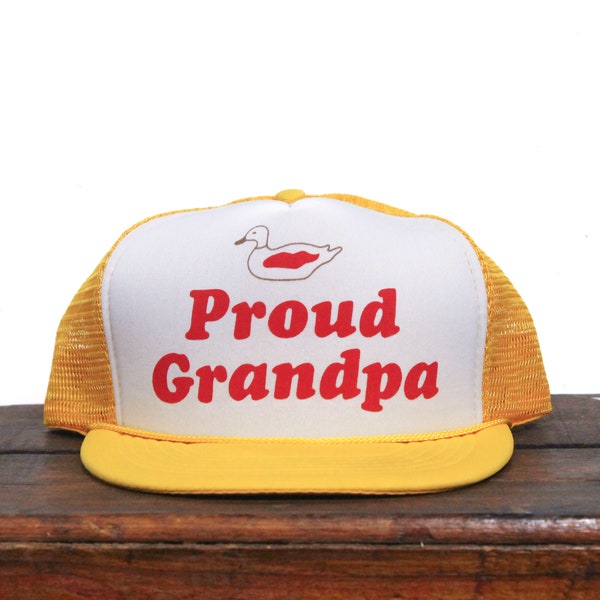 Vintage Trucker Hat Snapback Baseball Cap Proud Grandpa New Grandfather Grandchildren Best Grandparent Family