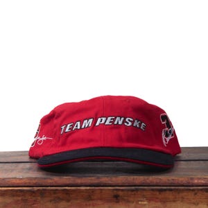 Vintage 90s Team Penske Racing Team Indy Car Nascar Truck Rental Unstructured Strapback Hat Baseball Cap