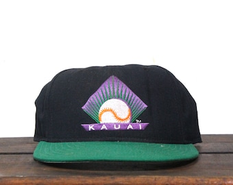 Vintage 90s Kauai Emeralds Hawaii Winter Minor League MILB New Era 59Fifty Wool Fitted Hat Baseball Cap Small 6 7/8 Made In USA