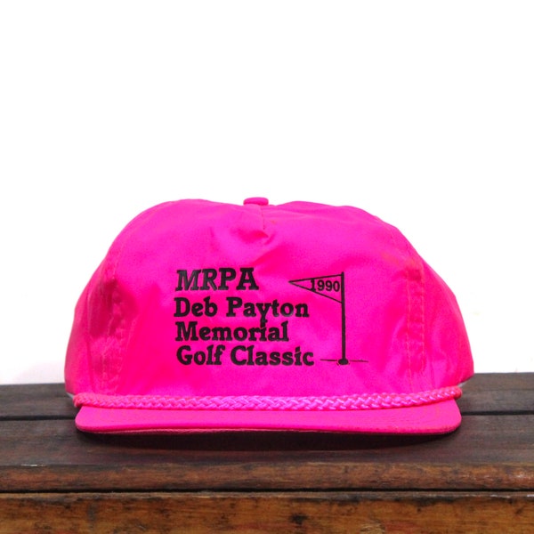 Vintage Neon Hot Pink Snapback Trucker Hat Baseball Cap MRPA Dep Payton Memorial Golf Classic 1990 Tournament
