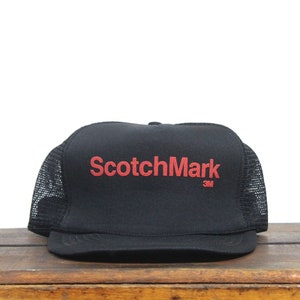 Vintage Scotchmark 3M Marking Devices Products Adhesives Scotch Reflective Tape Logo Trucker Hat Snapback Baseball Cap