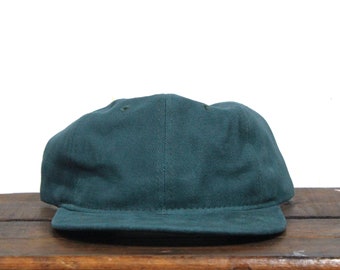 Vintage 90s Blank Forest Green Washed Out Unstructured Snapback Hat Baseball Cap