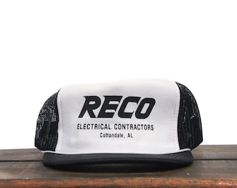 Vintage Trucker Hat Snapback Baseball Cap RECO Electrical Contractors Electric Electrician Hardware Parts Electricity Cottondale Alabama