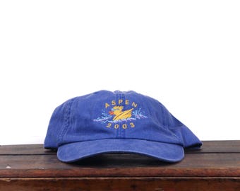 Vintage Y2K Washed Out Aspen 2003 Rubber Duck Swim Race Colorado Ski Resort Mountain Skiing Unstructured Strapback Hat Baseball Cap