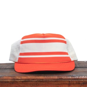 Casquette de baseball snapback vintage des années 80 à rayures orange et blanches