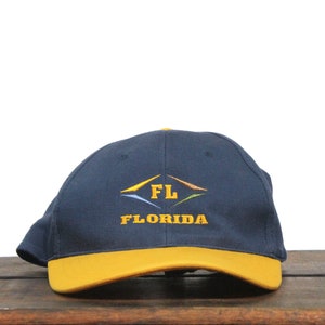Vintage 90s FL Florida Island Beach Vacation Southern State Strapback Hat Baseball Cap