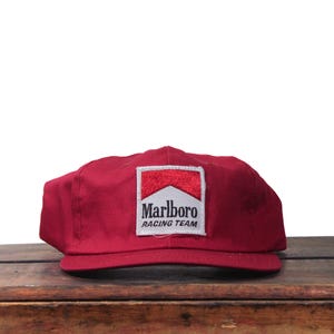 Vintage 90s Marlboro Racing Team Cigarettes Tobacco Nascar Penske Logo Patch Snapback Trucker Hat Baseball Cap Made In USA