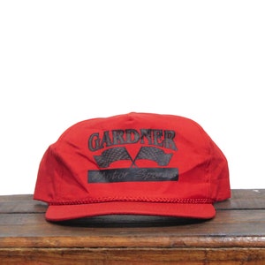 Vintage Gardner Motorsports Racing Team Sprint Stock Car Checkered Flag Trucker Hat Snapback Baseball Cap