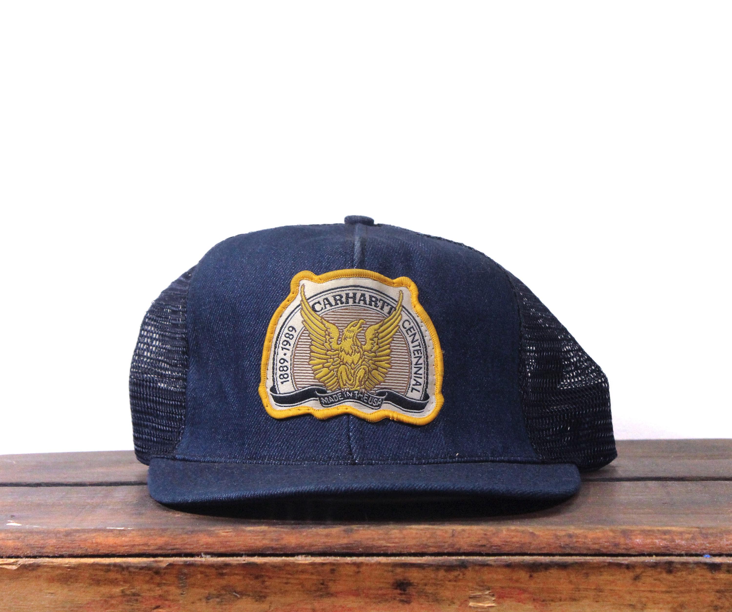 Vintage 80s Denim Carhartt Trucker Hat Snapback Baseball Cap 80s