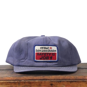 Vintage Distressed Faded CP Rail Saint John Division Canada Pacific Railroad Train Railway Safety Snapback Trucker Hat Baseball Cap Patch