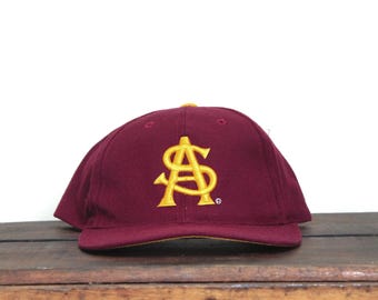 Vintage 90s ASU Arizona Sun Devils State College University Snapback Hat Baseball Cap