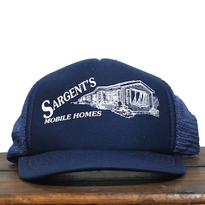 Vintage Trucker Hat Snapback Baseball Cap Sargent&#39;s Mobile Homes Trailer Park Campers RV Motorhome Doublewide House