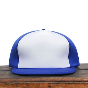 Vintage Deadstock New 80s Blank Blue & White All Foam YoungAn Brand Trucker Hat Snapback Baseball Cap