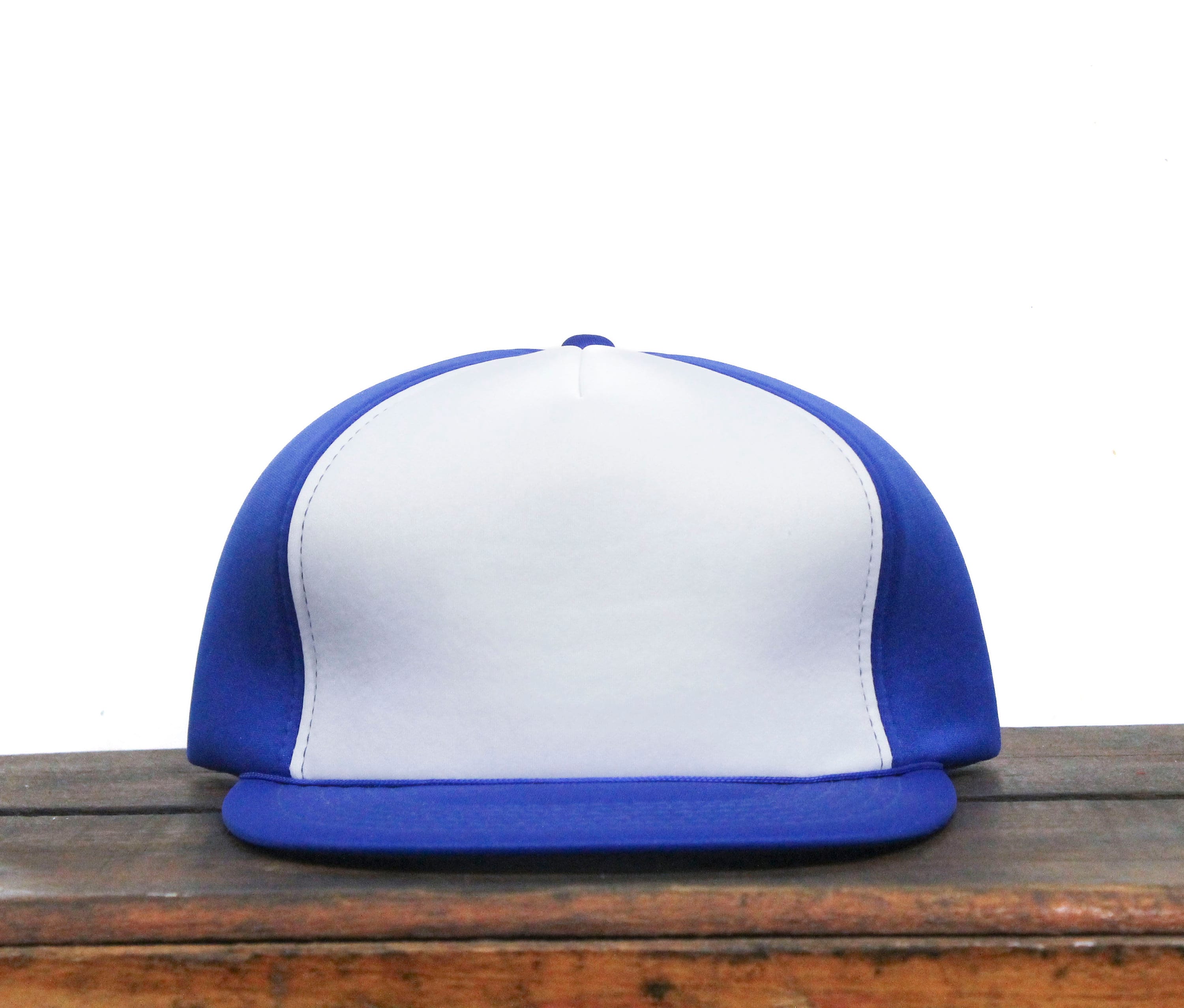 San Sun Headwear Blue BLANK Rope Trucker Hat 90s VINTAGE Cap DEADSTOCK x2 Vintage San Sun Blank Plain Blue & White One Size Adult Snap  main image 3