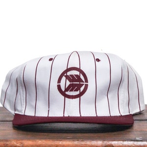 Vintage Pinstripe Trucker Hat Snapback Baseball Cap Waste Management Trash Garbage Landfill Dump Recycling