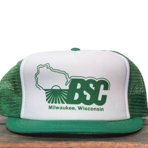 Vintage Trucker Hat Snapback Baseball Cap BSC Milwaukee Wisconsin Midwest State