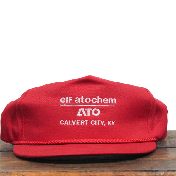 Vintage Trucker Hat Snapback Baseball Cap Elf Atochem ATO Chemical Plant Factory Manufacturing Calvert City KY Kentucky Made In USA