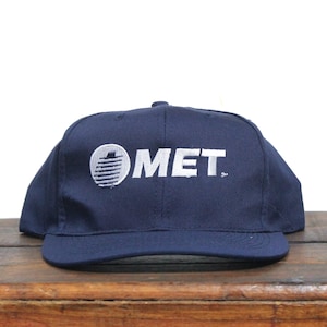 Vintage 90s Met Power Systems Specialists Electrical Logo MET Does More Snapback Trucker Hat Baseball Cap