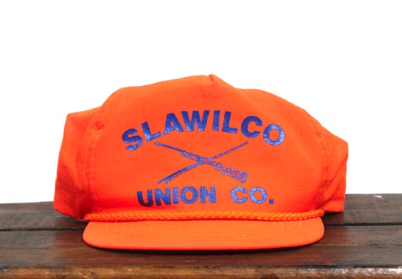 Vintage Blaze Orange Slawilco Rod & Gun Club Hunting Fishing Union County  PA Pennsylvania Trucker Hat Snapback Baseball Cap 