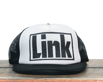 Vintage Link Large Block Letters Logo Trucker Hat Snapback Baseball Cap