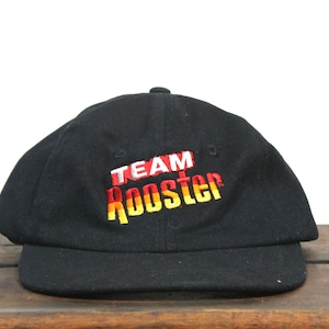 Vintage 90s Team Rooster Snuff Chewing Tobacco Dip Kick Some Tail Unstructured Strapback Hat Baseball Cap