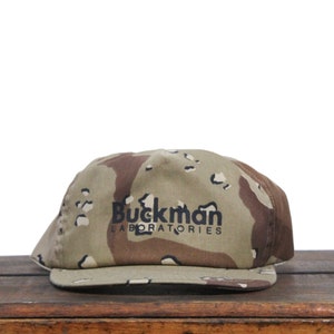 Vintage Trucker Hat Snapback Baseballmütze Buckman Laboratories Ceramic Company Fabrik Herstellung Desert Camo Camouflage Made In USA