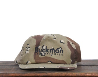 Vintage Trucker Hat Snapback Baseballpet Buckman Laboratories Chemical Company Fabrieksproductie Desert Camouflage Gemaakt in de VS
