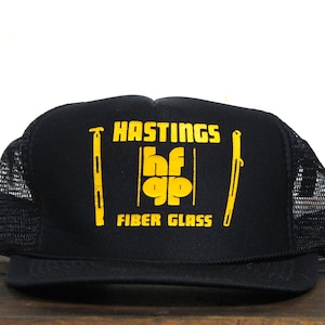 Vintage Trucker Hat Snapback Baseball Cap Hastings Fiberglass Hot Sticks Lineman Tools Electrician Power Utility Worker