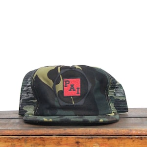 Vintage PAI Nuts Bolts Screws Fasteners Hardware Factory Ohio Camo Camouflage Hunting Trucker Hat Snapback Baseball Cap Made In USA