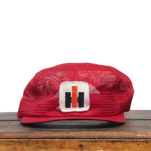 Vintage Case IH International Harvester Tractors Farm Equipment Implements Full Mesh K Brand Trucker Hat Snapback Baseball Cap Made In USA